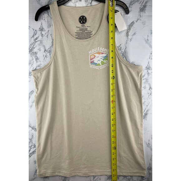 Maui & Sons Mens Original Surf Co. Beige Graphic Tank Top Size Small - Picture 4 of 10
